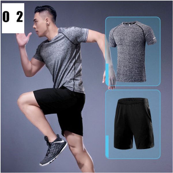 

men summer tracksuits designer sport suists mens casual t-shirts + short two-piece sets mens fashion breathable sportsuits running clothing, Gray
