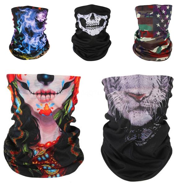 

5sozk halloween outdoor seamless versatile magic skull skull scarf face mask skull scarf cycling riding masks neckerchief warm#234, Blue;black