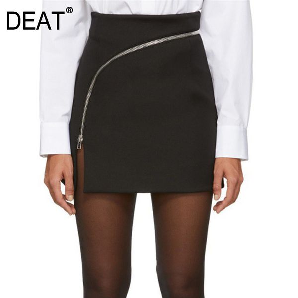 

deat 2019 new spring fashion women clothes zippers a-line skirts halfbody mini bottom outfit wc26201l women, Black