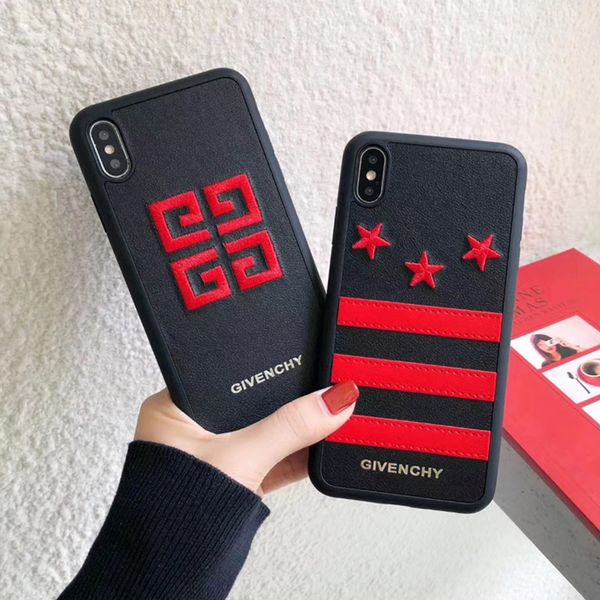 

Rivet embroidered tar leather back cover tripe print hol ter phone hell for iphone 11 pro x max xr 7 8 plu 7p 8p