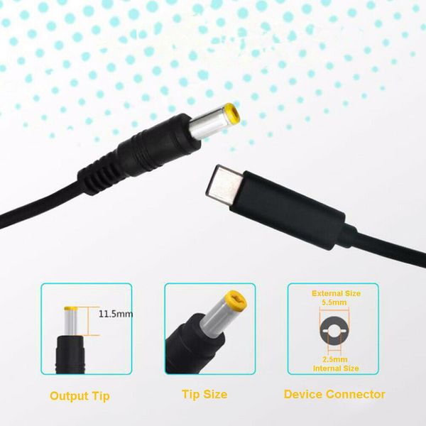 Быстрая зарядка PD Calbe USB-C типа c, штекер до 5,5*2,5 мм, наконечник постоянного тока PD для Asus, Acer, HP, Toshiba/NEC, кабель-переходник