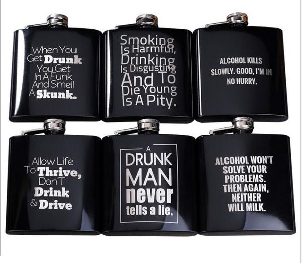 

personalized stainless steel mini 6oz hip flask flagon black portable wine pot whisky alcohol pot bottle pocket liquor drinkware