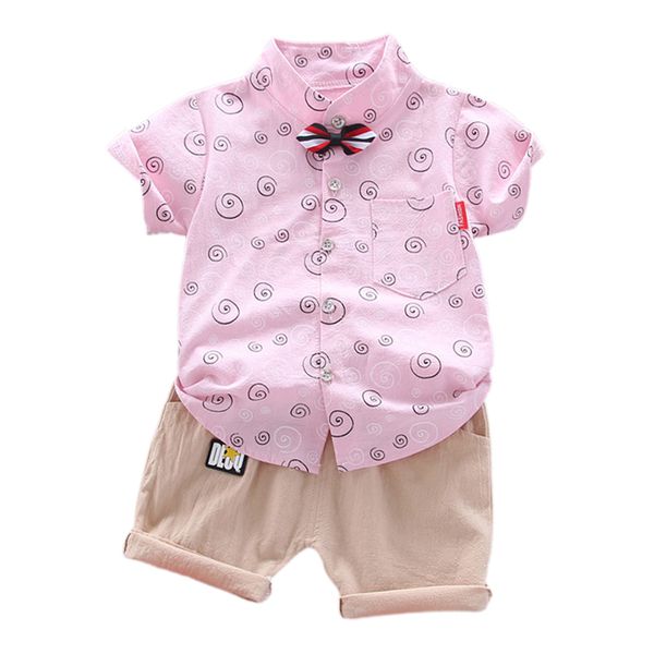 

clothing sets children baby boys summer short sleeve floral pattern t-shirt blouse+shorts casual outfits set, White