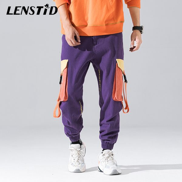 

lenstid 2019 spring new multi-pocket urban street casual jogger pants men fashion track cargo harem pants trousers men hip hop, Black