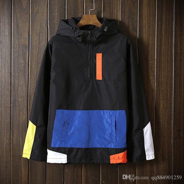

2019 new trend spring and autumn men's pullover patchwork jacket men's windbreaker jacket fashion men's travelmens winter, Black;brown