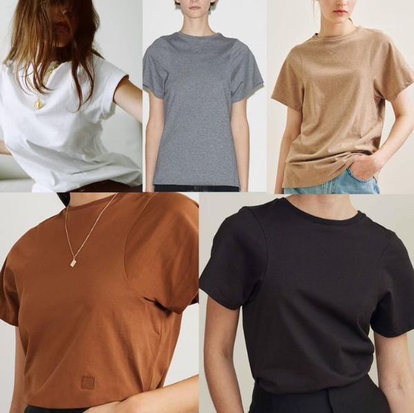 

summer ladies tees casual female streetstyle blogger women tshirts designer solid color short sleeve crew neck, White