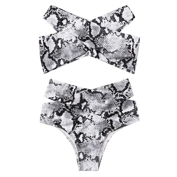 

2020 summer women snake swimwear skin bikini push-up pad swimwear swimsuit beachwear set brazilian biquini #4.29, White