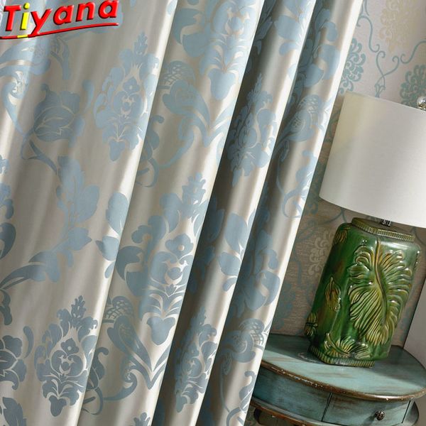 

luxury upscale jacquard curtain fabric for living room embroidered white tulle blue jacquard cloth for bedroom wh063#30