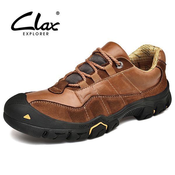 

clax mens work boots genuine leather spring autumn safety shoes male casual leather shoe ankle boots walking footwear plus size, Black