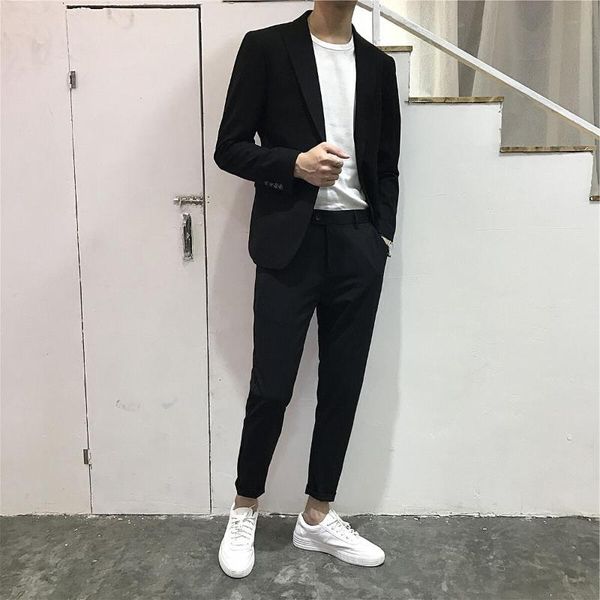 

autumn men's blazer fashion black suit coat mens single breast casual blazers male blazer jacket male jacket solid kk50xx, White;black