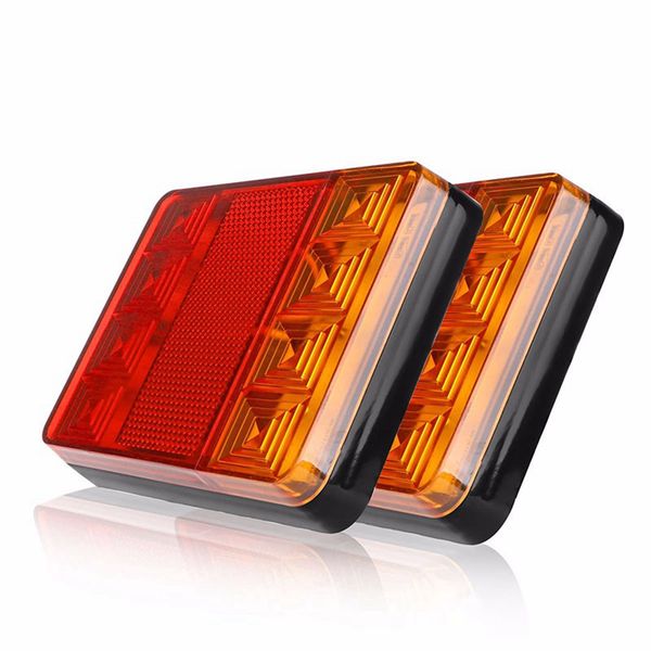 

ziqiao 2pcs 8 led car truck warning waterproof rear taillight dc 12v