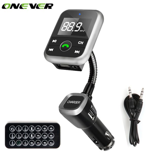 

onever wireless handsfm transmitter bluetooth car kit 2.1a usb car charger mp3 player fm modulator mp3 accessories