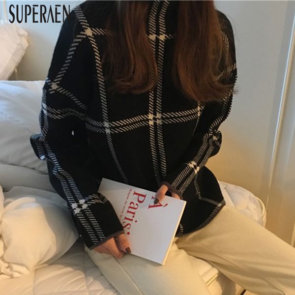 

superaen 2019 new autumn and winter pullovers sweaters women casual wild fashion turtleneck sweater female long sleeve, White;black