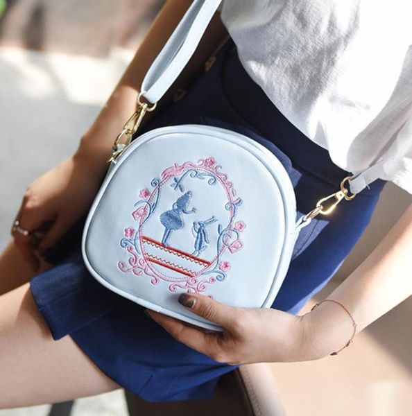 

xunjida 2020 new embroidery women bag handbag cute girls pu leather shoulder crossbody bag clutch satchel small round