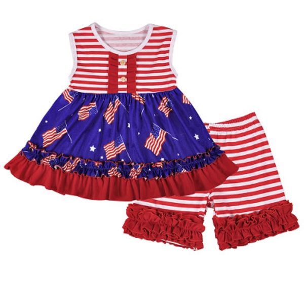 

девушка в полоску splice set дети звезды печать короткие юбки шорты набор американский флаг независимости национальный день сша 4 июля без р, White