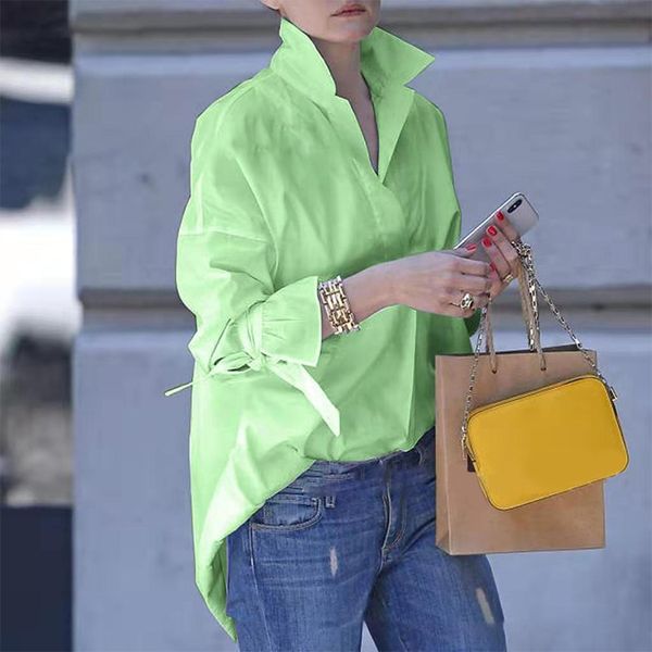 

женская отложной воротник блузки плюс размер 5xl flare sleeve white блузы solid lady tops 2020 new spring casual женский облачить