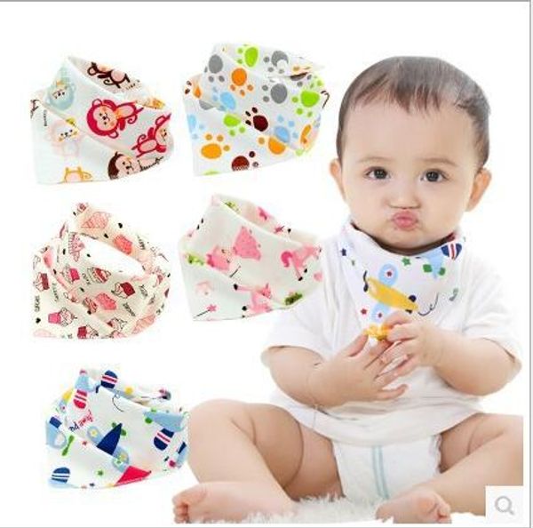 Baby Lätzchen Spucktücher Cartoon Gedruckt Dreieck Speichel Handtücher Säugling Baumwolle Knopf Bandana Wasserdichte Baumwolle Pflege Fütterung Kopf Schal B5463