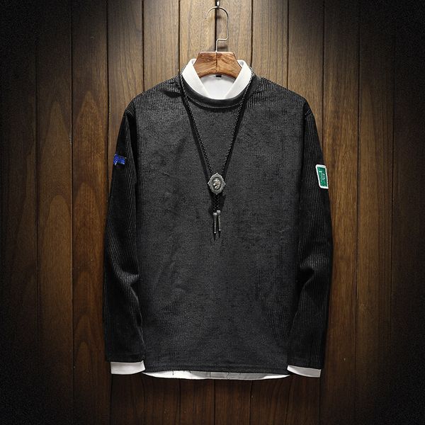 

весна и осень с длинным рукавом мужская красивый crew neck универсальный boy's tops подростковая мода удобные вскользь пальто, White;black