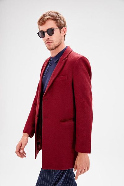 

trendyol burgundy men 's front button pocket coat tmnaw20kb0004, Black;brown