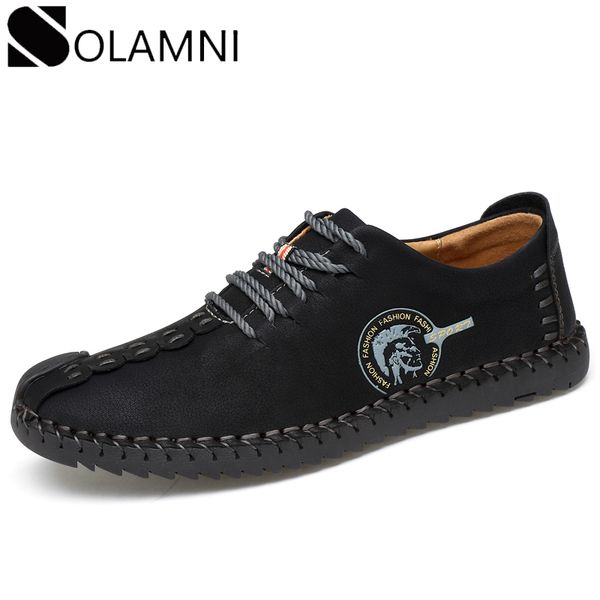 

spring retro men shoes casual leather shoes man breathable light mens ankle boots big size moccasins flat shoe zapatos hombre 47, Black