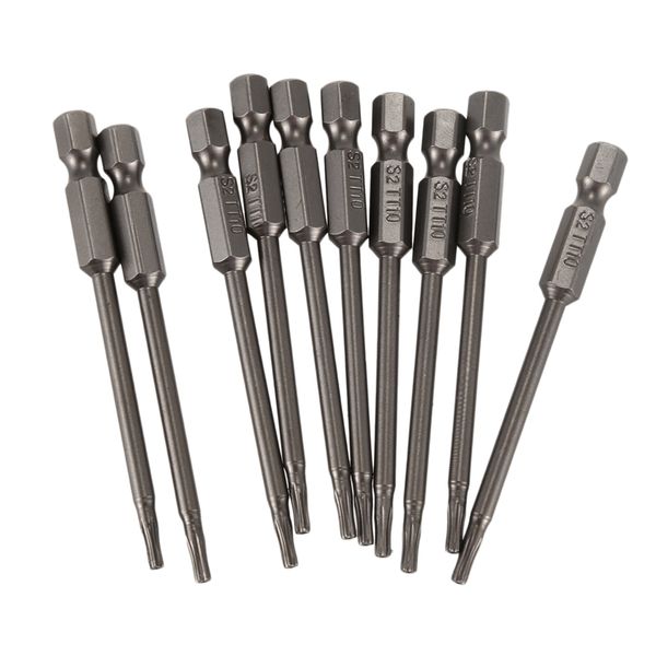 

1/4-inch hex shank 2.5mm tip t10 torx security screwdriver bits 10pcs
