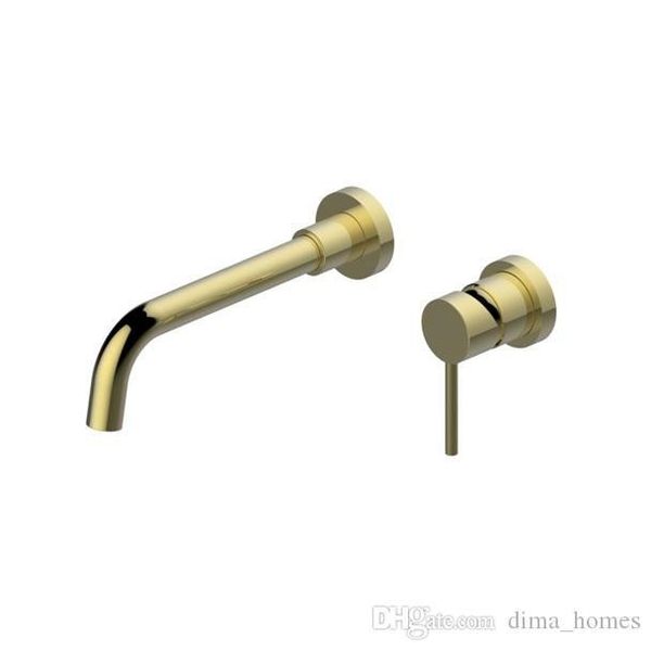 

modern brushed brass single lever wall mounted bathroom faucet swivel sink faucet solid brass 1-handle tap
