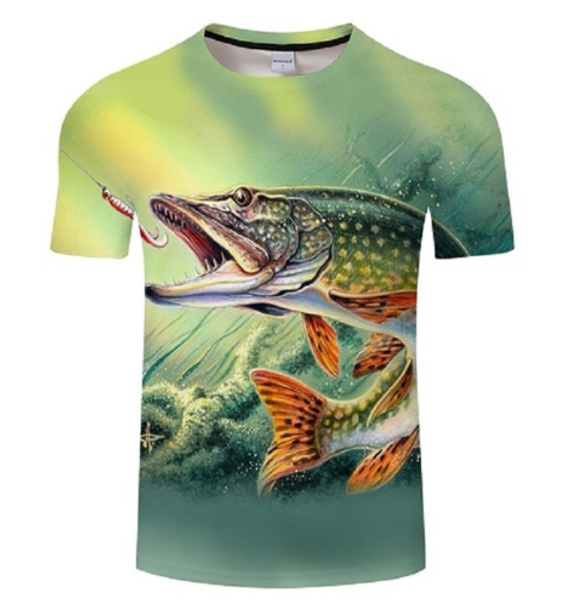 

fishing funny fashion fish t-shirt women men summer funny 3d print short sleeve crewneck casual hip hop style q441, White;black