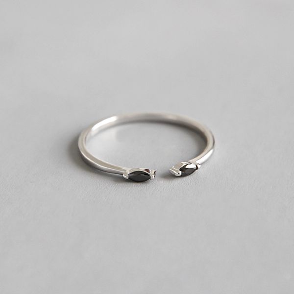 

100% 925 sterling silver rings for women black cubic zirconia ring, fashion opening 925 silver rings finger femme jewelry 2019, Slivery;golden