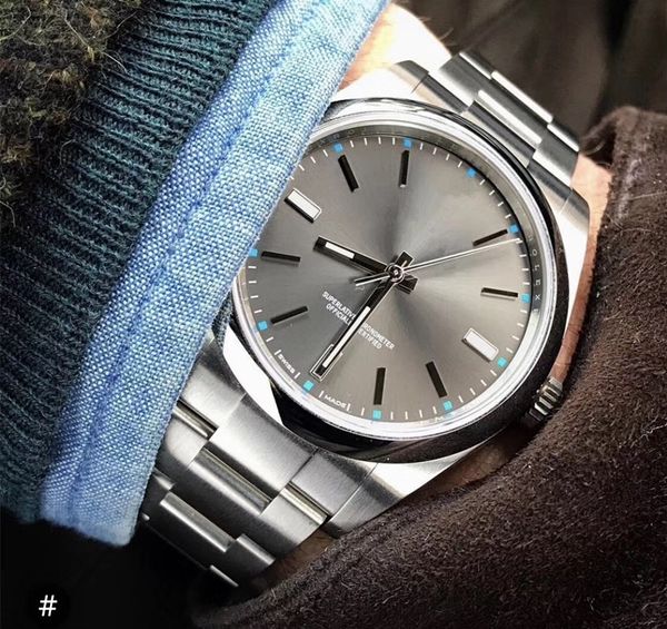 

luxury men's selling new 36mm wristwatch sapphire permanent steel dome 7 types of 114300 automatic mechanical men's watch, Slivery;brown