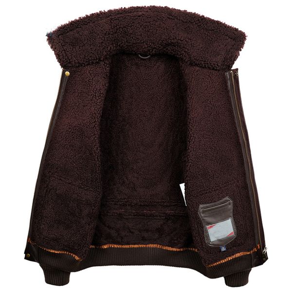 

b3 b6 mens sheepskin bomber jacket mens sheepskin shearling coat fur coat brown color, Black