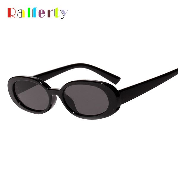 

ralferty small oval sunglasses women's black sun glasses uv400 plastic frame sunglases ladies eyewear accessories w18520, White;black