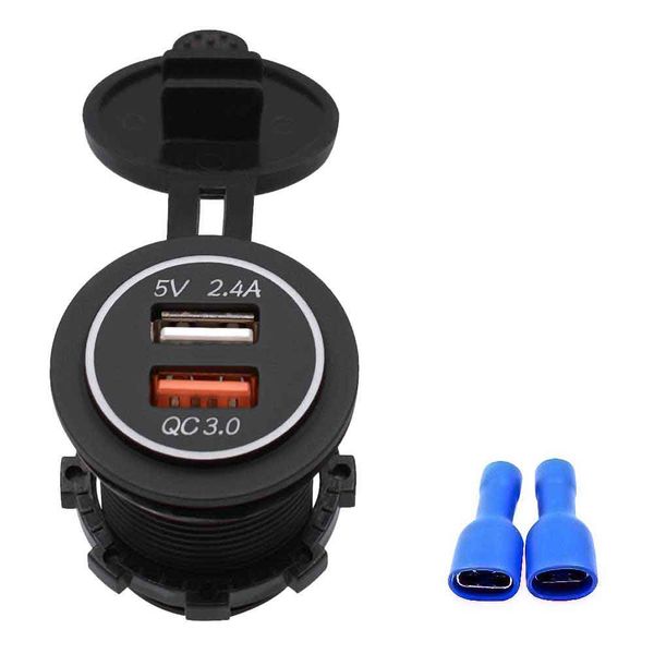 

qc 3.0 fast car charger 5v/2.4a dual usb port charging car charge blue