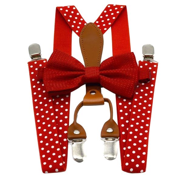 

men's suspenders elastic clothes accessories alloy button bow tie party braces polka dot adjustable for trousers navy red, Black;white