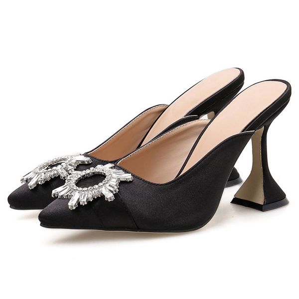 

sagace slippers high heels pointed-toe stiletto pumps large size 37-42 elegant ladies slippers women high heel shoes, Black