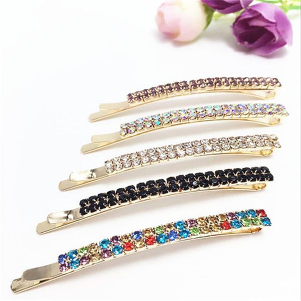 

fashion girl lady colored crystal rhinestone alloy hair clips women barrette hairpin hair pin bobby pin hairgrip headdress fj683, Slivery;white