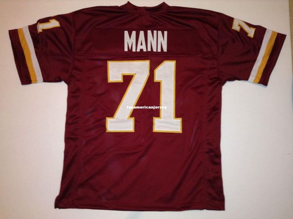 

retro custom sewn stitched #71 charles mann burgundy mitchell & ness jersey s-5xl,6xl men's football jerseys rugby, Black;blue