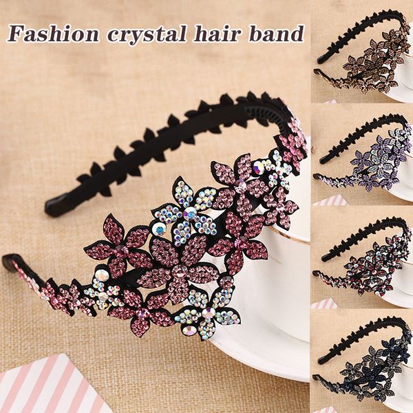

hair accessories fashion women headband flower crystal diamond wide hairband rhinestone shining k2, Slivery;white