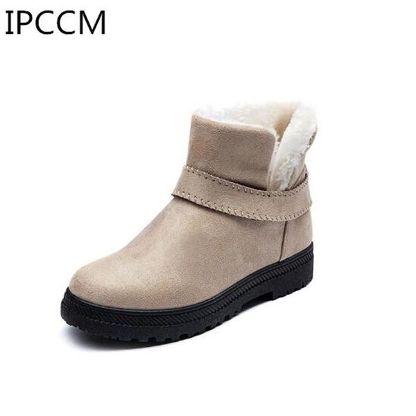 

2019 winter new students casual plus velvet comfortable warm non-slip large size multiple colors flat women's snow boots, Black