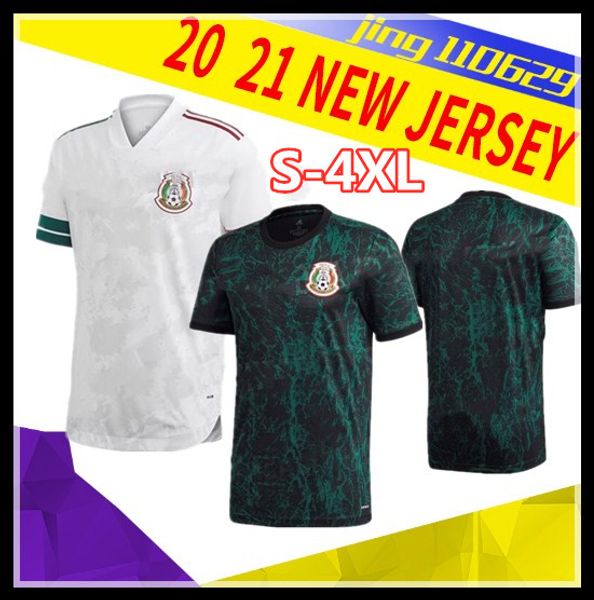 

s-4xl player version 20 21 mexico soccer jerseys away h.lozano dos santos chicharito 2020 2021 national team sports football uniform shirts, Black;yellow