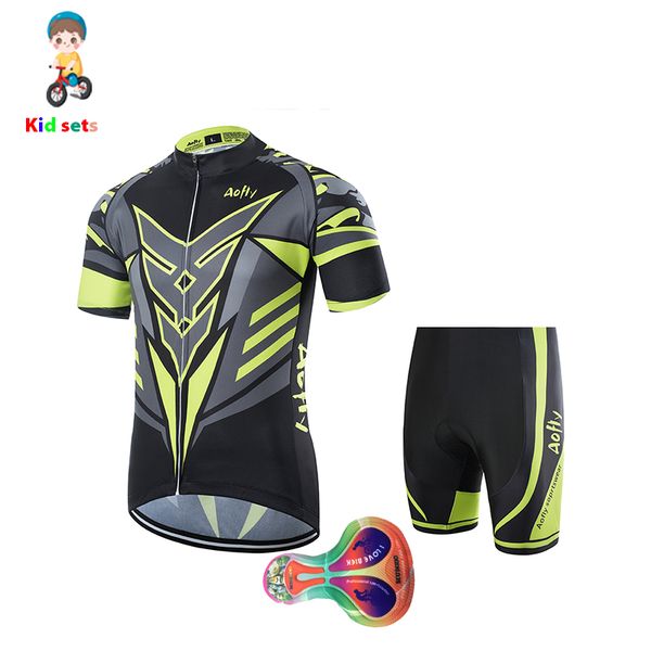

aofly kids short cycling jersey sets 2020 boys quick drying children's bike clothing go pro breathable baby pad summer, Black;blue