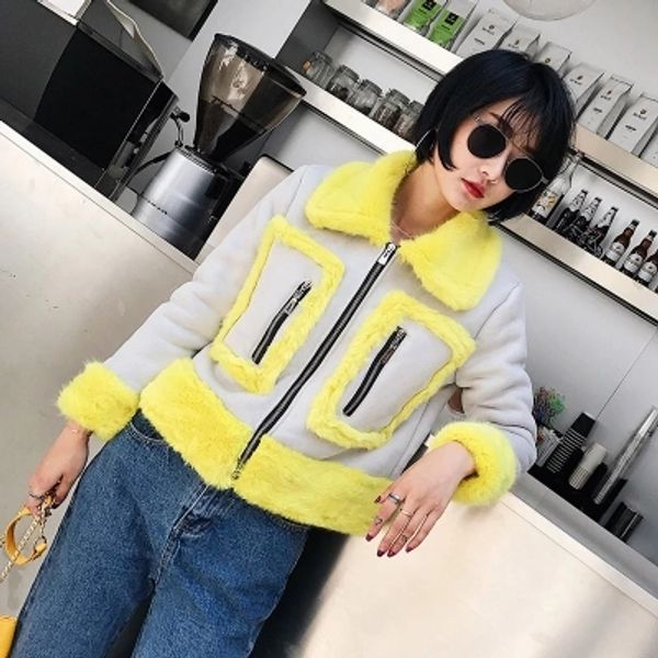 

new style high-end fashion women faux fur coat 17c11, Black