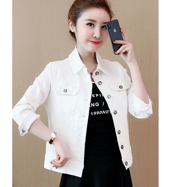 

autumn denim women latest elegant jacket sports and casual office female overcoat large size short embroidered denim jacket, Black;brown