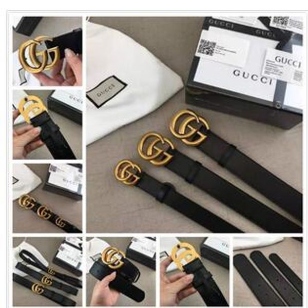 

3.8cm black gold buckle belt men business letter belt women fashionable jeans belt with box, Blue;gray