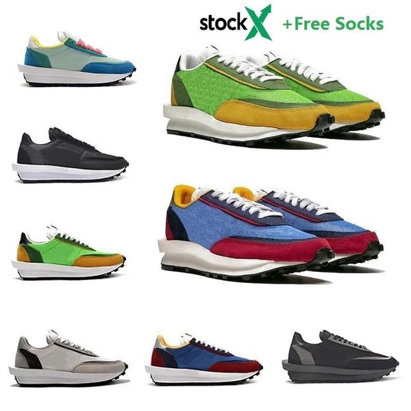 

sacai x ldv waffle daybreak trainers running shoes ldwaffle ldv waffle wolf grey pine green women mens designer sports sneakers