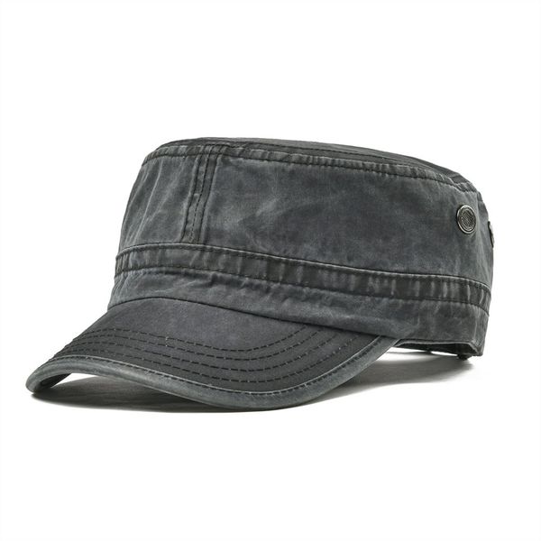 

voboom military hats men women stylish summer autumn washed cotton army cap flat hat with air hole 162, Blue;gray