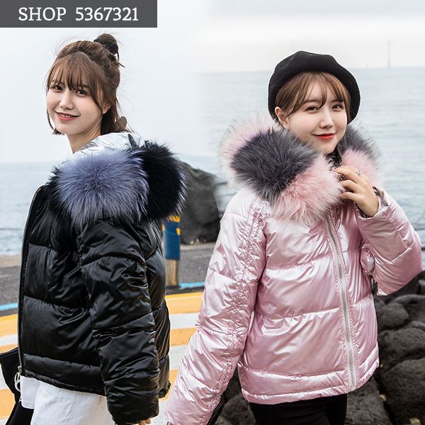 

fund cotton-padded clothes woman 2019 winter light noodles trend cotton thickening keep warm bread serve student loose coat, Black