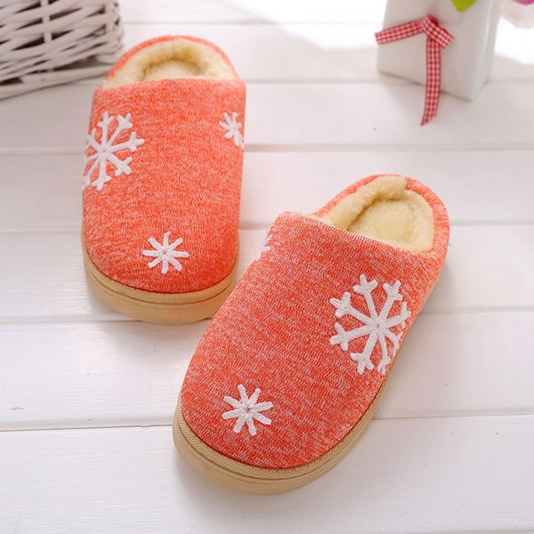 

women winter home slippers snow print shoes non-slip soft winter warm house slippers indoor bedroom couples floor shoes, Black