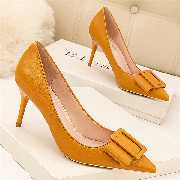 

2020 spring women yellow nude black 7cm high heels scarpins party shoes female escarpins heels talons stiletto valentine pumps