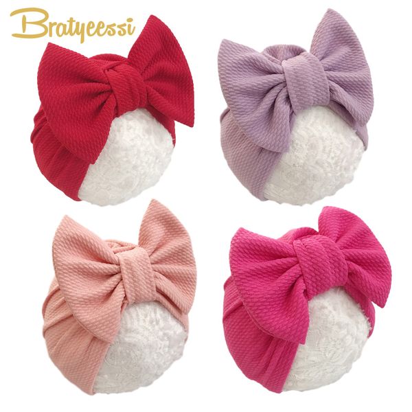 

большой лук baby girl hat упругие цвета конфеты младенца beanie hat тюрбан упругие девушка cap младенческая малышей шапки для девочек 1pc, Yellow