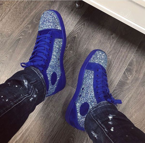 

originals blue strass suede leather sneakers classic brand men women red bottom shoes fashion man skateboard casual shoes 35-47, Black